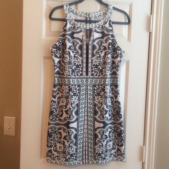 Black, white, turquoise printed ShopHope's dress - Picture 2 of 5